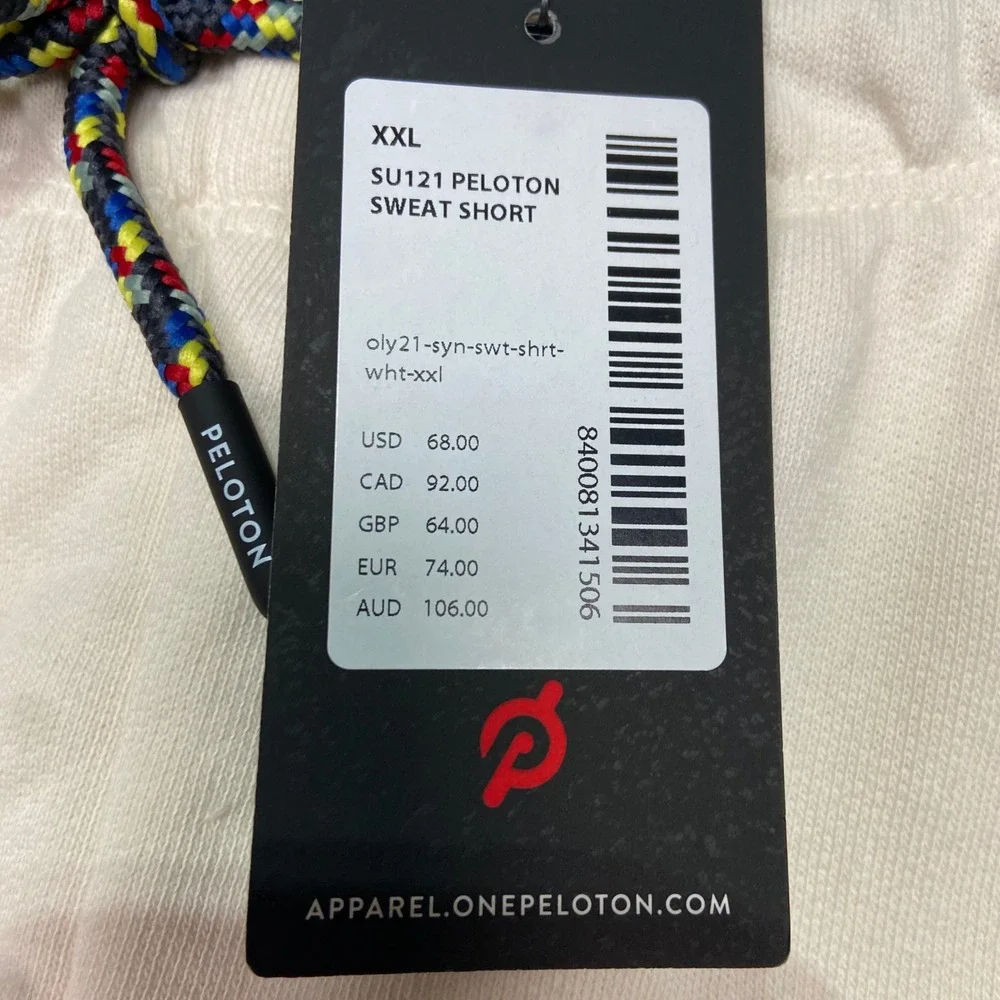 Peloton Cream Sweat Shorts Women's XXL Lounge Gym‎ Activewear Embroidered NWT$68